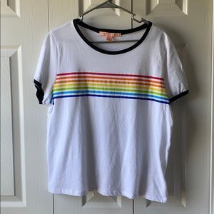 white rainbow tee - NEVER WORN!